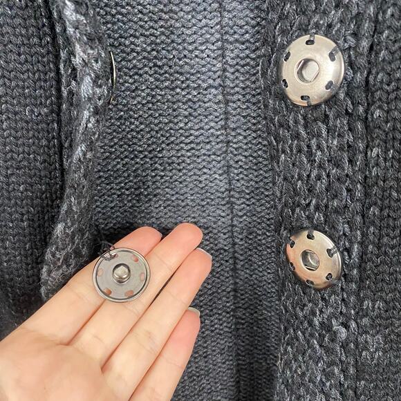 Margaret O’Leary Black Oversized Wool & Cashmere Button-Up Cardigan Sweater - S - Picture 13 of 14